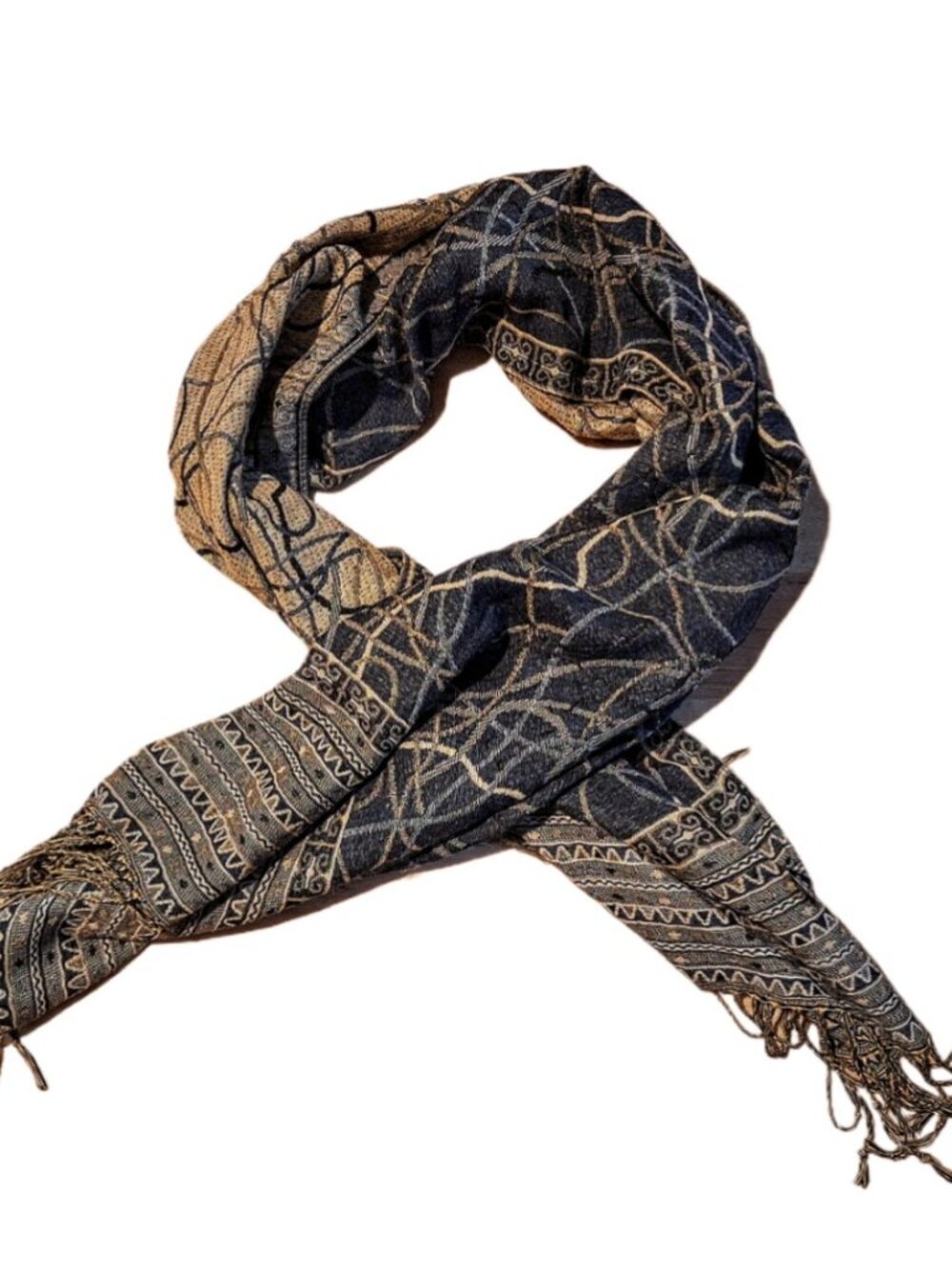 83”x27” Pashmina Jacquard Weave Tribal Pattern Shawl Wrap